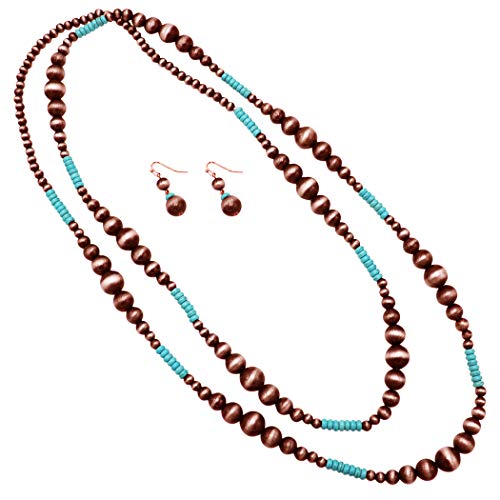 Women's Navajo Pearl & Turquoise Bead Statement Necklace Set