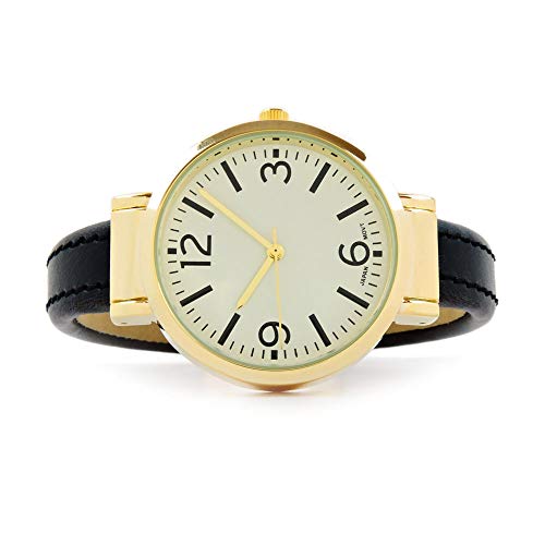 Easy-to-Read Women's Black Cuff Watch